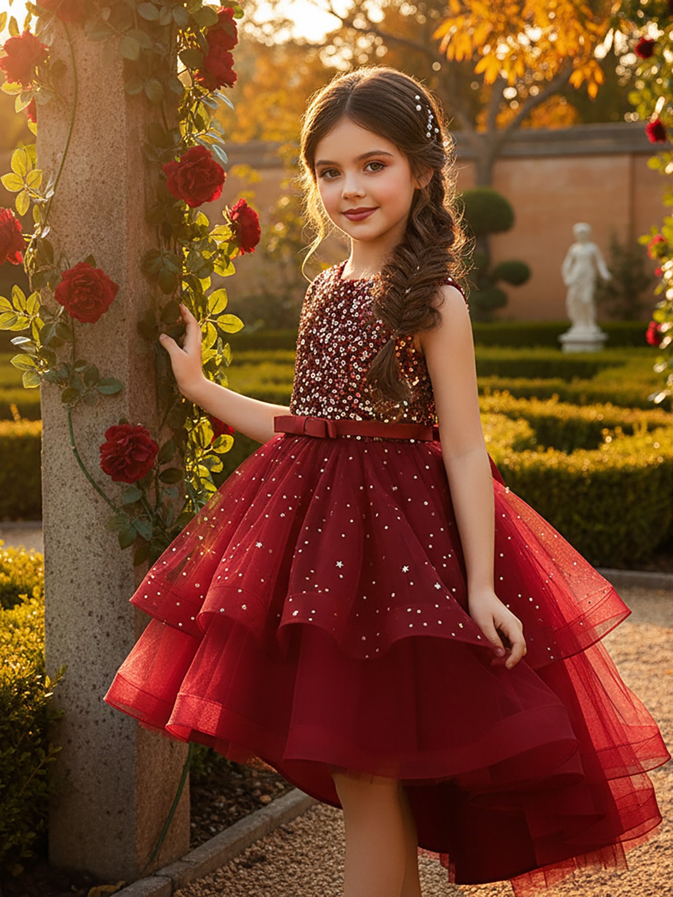 Baby Products Manufacturers - Baby Girl Princess Floral Sequins Dress
