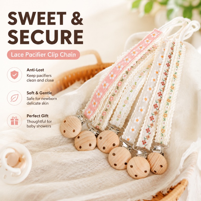 Baby Products Manufacturers - Lace Pacifier Clip Chain for Newborn